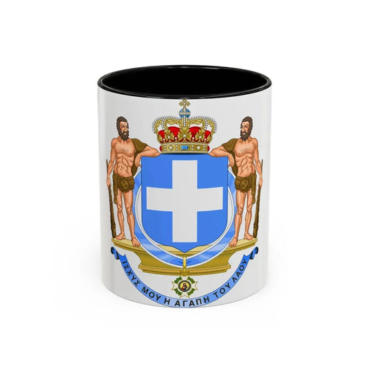 Coat of Arms of Greece (blue cross) - Accent Coffee Mug 11oz Black - Go Mug Yourself