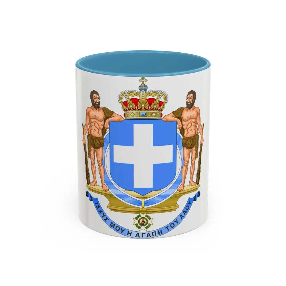 Coat of Arms of Greece (blue cross) - Accent Coffee Mug 11oz Light Blue - Go Mug Yourself