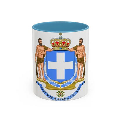 Coat of Arms of Greece (blue cross) - Accent Coffee Mug 11oz Light Blue - Go Mug Yourself
