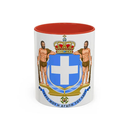 Coat of Arms of Greece (blue cross) - Accent Coffee Mug 11oz Red - Go Mug Yourself