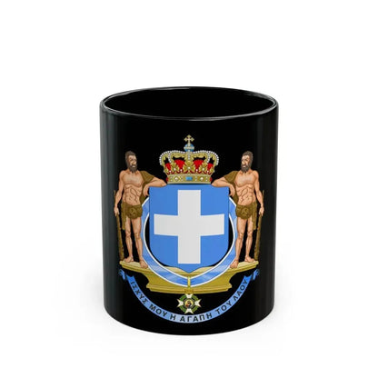 Coat of Arms of Greece (blue cross) - Black Coffee Mug 11oz - Go Mug Yourself