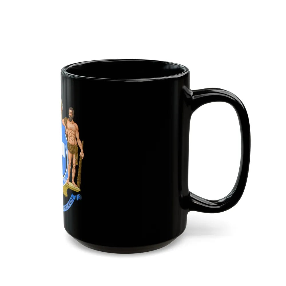 Coat of Arms of Greece (blue cross) - Black Coffee Mug-Go Mug Yourself