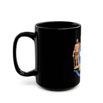 Coat of Arms of Greece (blue cross) - Black Coffee Mug-Go Mug Yourself