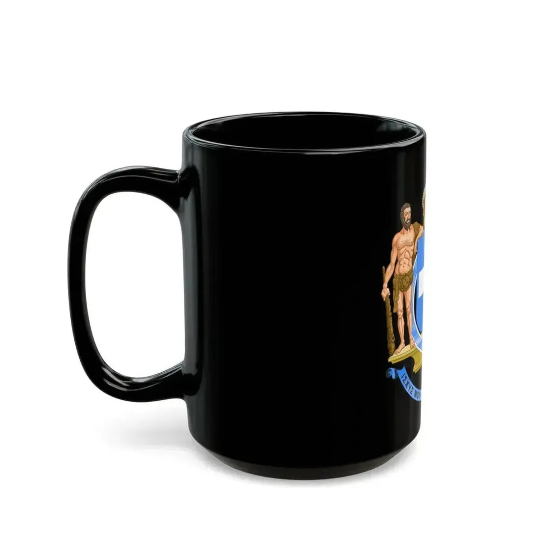 Coat of Arms of Greece (blue cross) - Black Coffee Mug - Go Mug Yourself