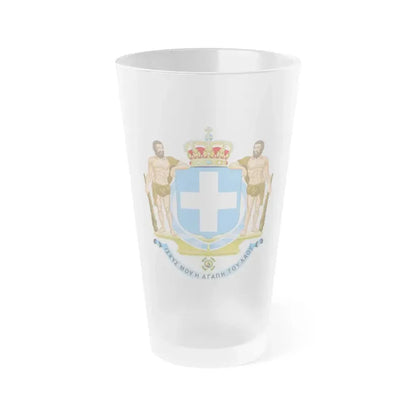 Coat of Arms of Greece (blue cross) - Frosted Pint Glass 16oz 16oz Frosted - Go Mug Yourself