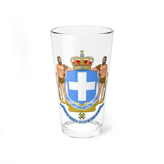 Coat of Arms of Greece (blue cross) - Pint Glass 16oz 16oz - Go Mug Yourself