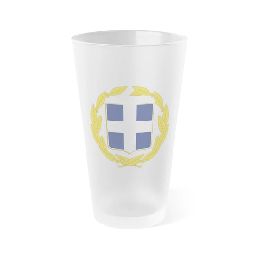 Coat of arms of Greece (military) - Frosted Pint Glass 16oz-Go Mug Yourself