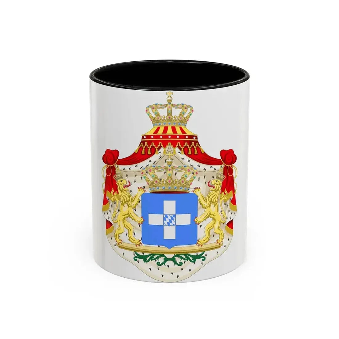 Coat of arms of Greece (Wittelsbach) - Accent Coffee Mug 11oz Black - Go Mug Yourself
