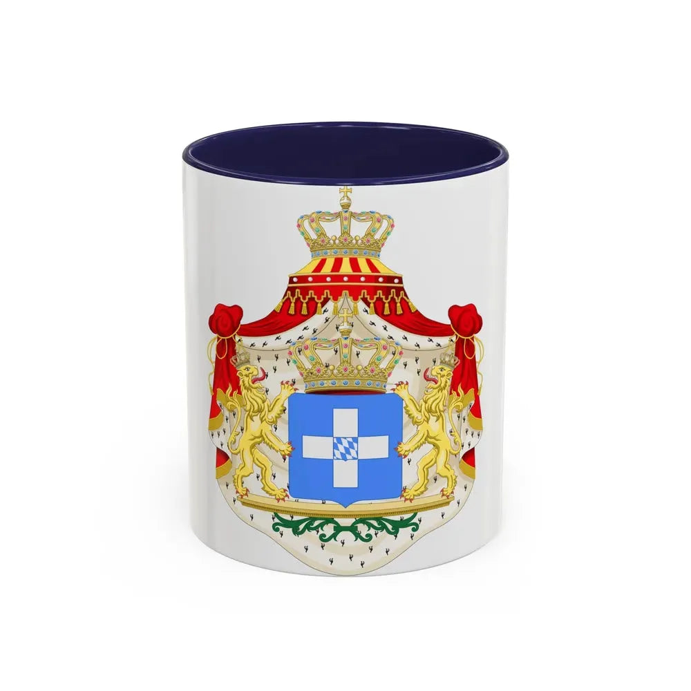 Coat of arms of Greece (Wittelsbach) - Accent Coffee Mug 11oz Navy - Go Mug Yourself