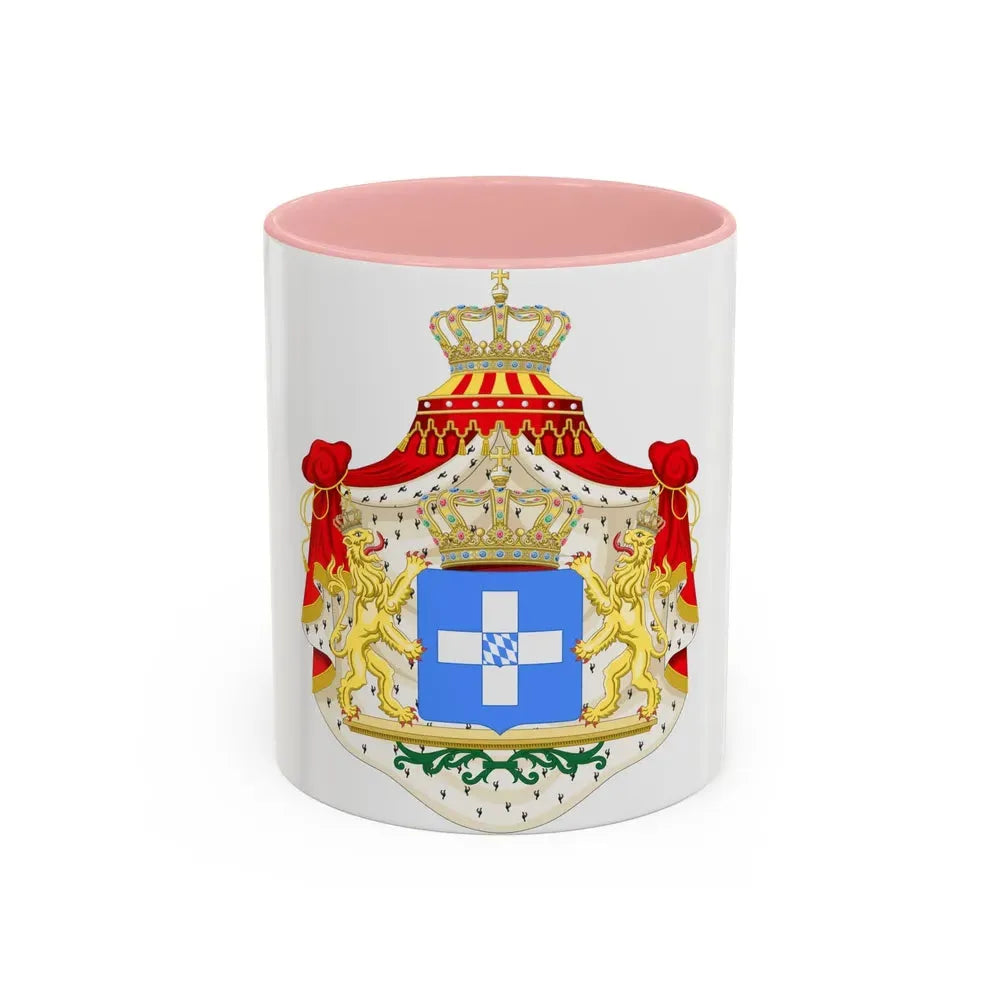 Coat of arms of Greece (Wittelsbach) - Accent Coffee Mug 11oz Pink - Go Mug Yourself
