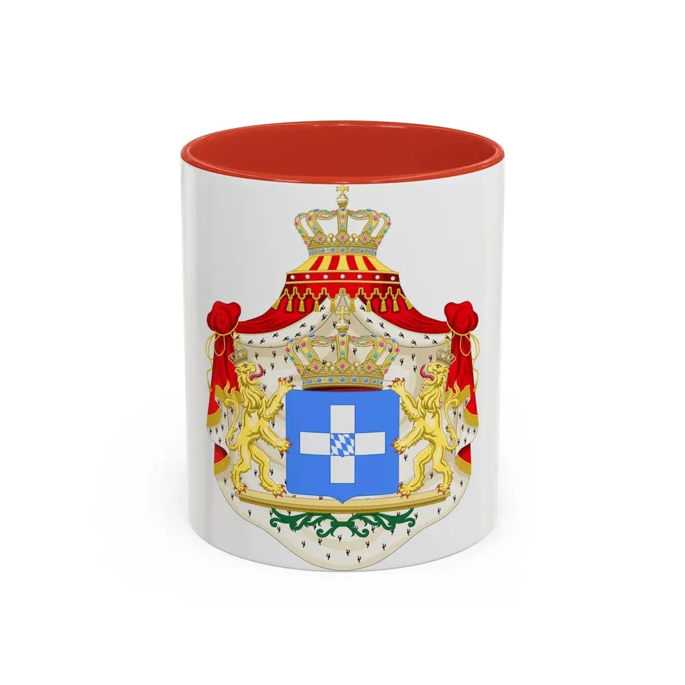 Coat of arms of Greece (Wittelsbach) - Accent Coffee Mug 11oz Red - Go Mug Yourself