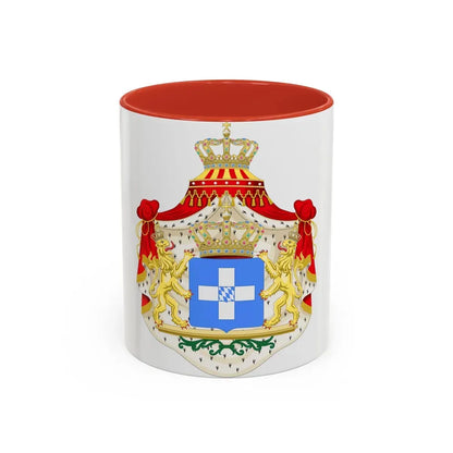 Coat of arms of Greece (Wittelsbach) - Accent Coffee Mug 11oz Red - Go Mug Yourself