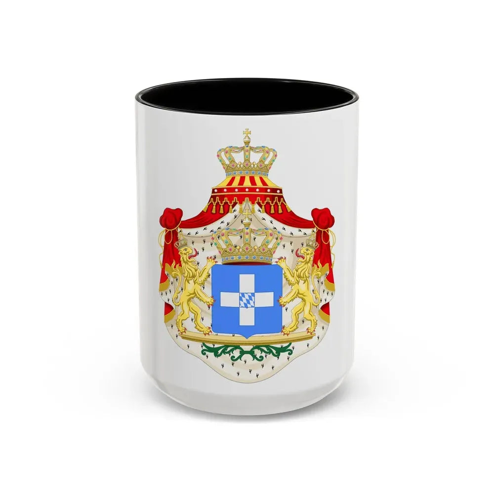 Coat of arms of Greece (Wittelsbach) - Accent Coffee Mug 15oz Black - Go Mug Yourself