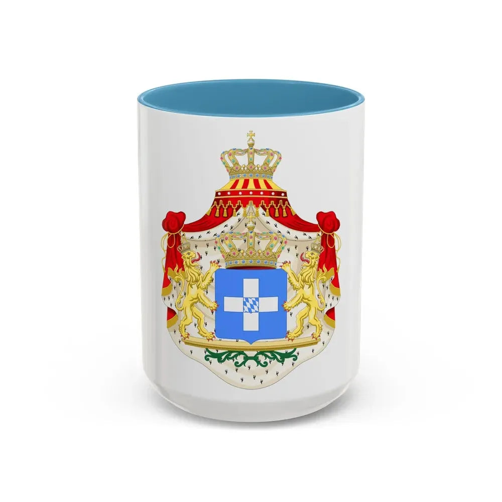 Coat of arms of Greece (Wittelsbach) - Accent Coffee Mug 15oz Light Blue - Go Mug Yourself