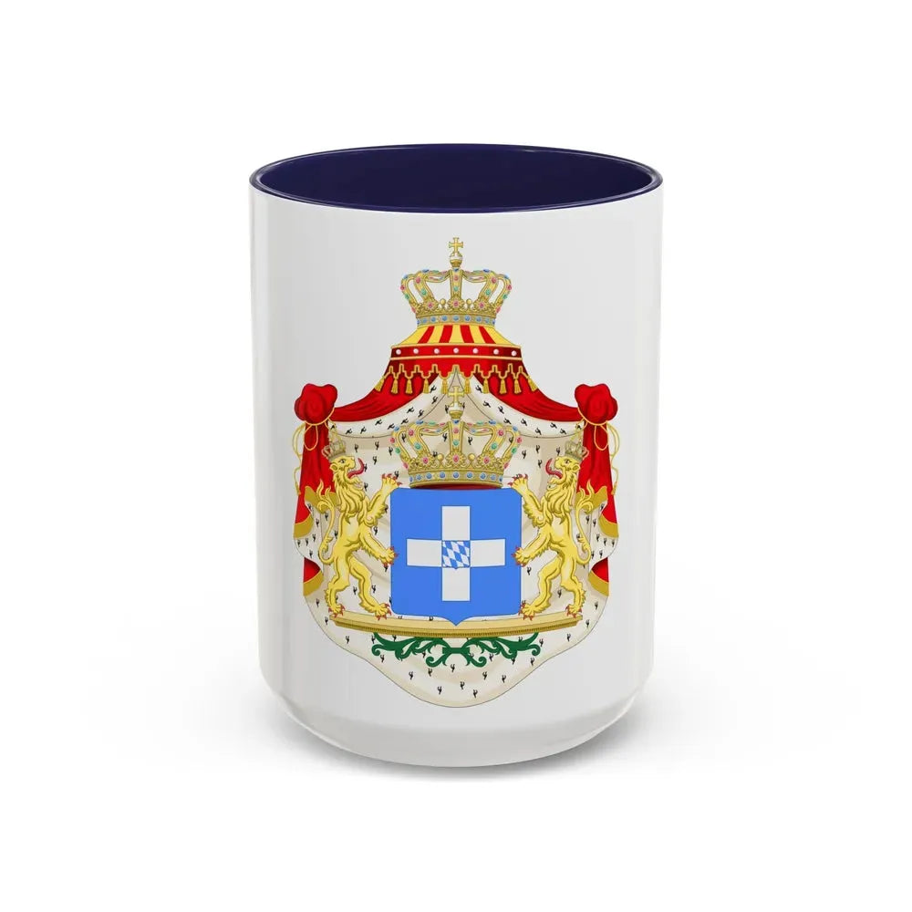 Coat of arms of Greece (Wittelsbach) - Accent Coffee Mug 15oz Navy - Go Mug Yourself