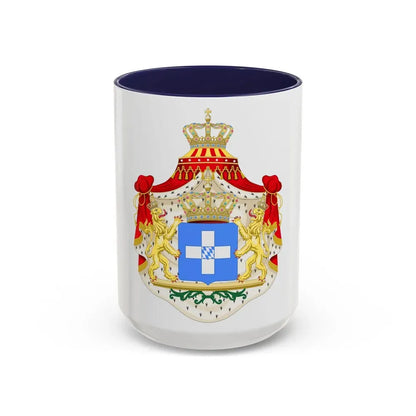 Coat of arms of Greece (Wittelsbach) - Accent Coffee Mug 15oz Navy - Go Mug Yourself