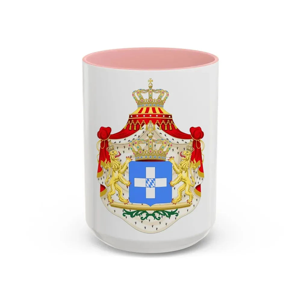 Coat of arms of Greece (Wittelsbach) - Accent Coffee Mug 15oz Pink - Go Mug Yourself