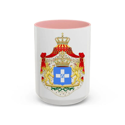 Coat of arms of Greece (Wittelsbach) - Accent Coffee Mug 15oz Pink - Go Mug Yourself