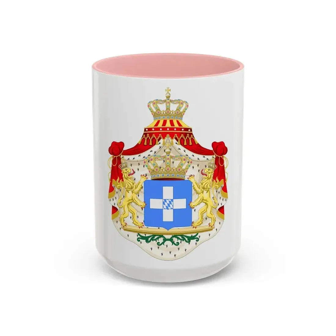 Coat of arms of Greece (Wittelsbach) - Accent Coffee Mug 15oz Pink - Go Mug Yourself