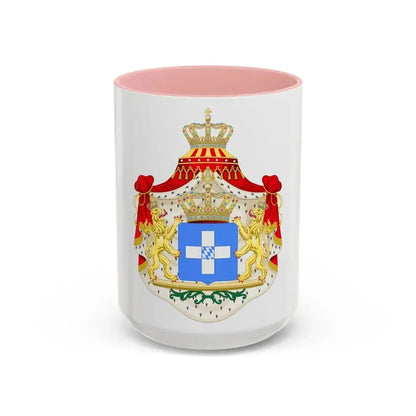 Coat of arms of Greece (Wittelsbach) - Accent Coffee Mug 15oz Pink - Go Mug Yourself