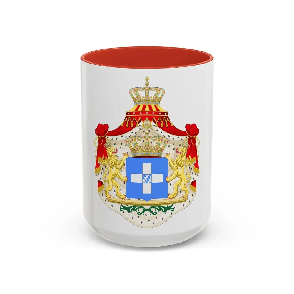 Coat of arms of Greece (Wittelsbach) - Accent Coffee Mug 15oz Red - Go Mug Yourself