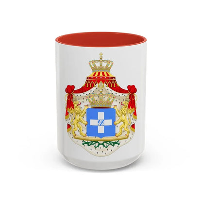 Coat of arms of Greece (Wittelsbach) - Accent Coffee Mug 15oz Red - Go Mug Yourself