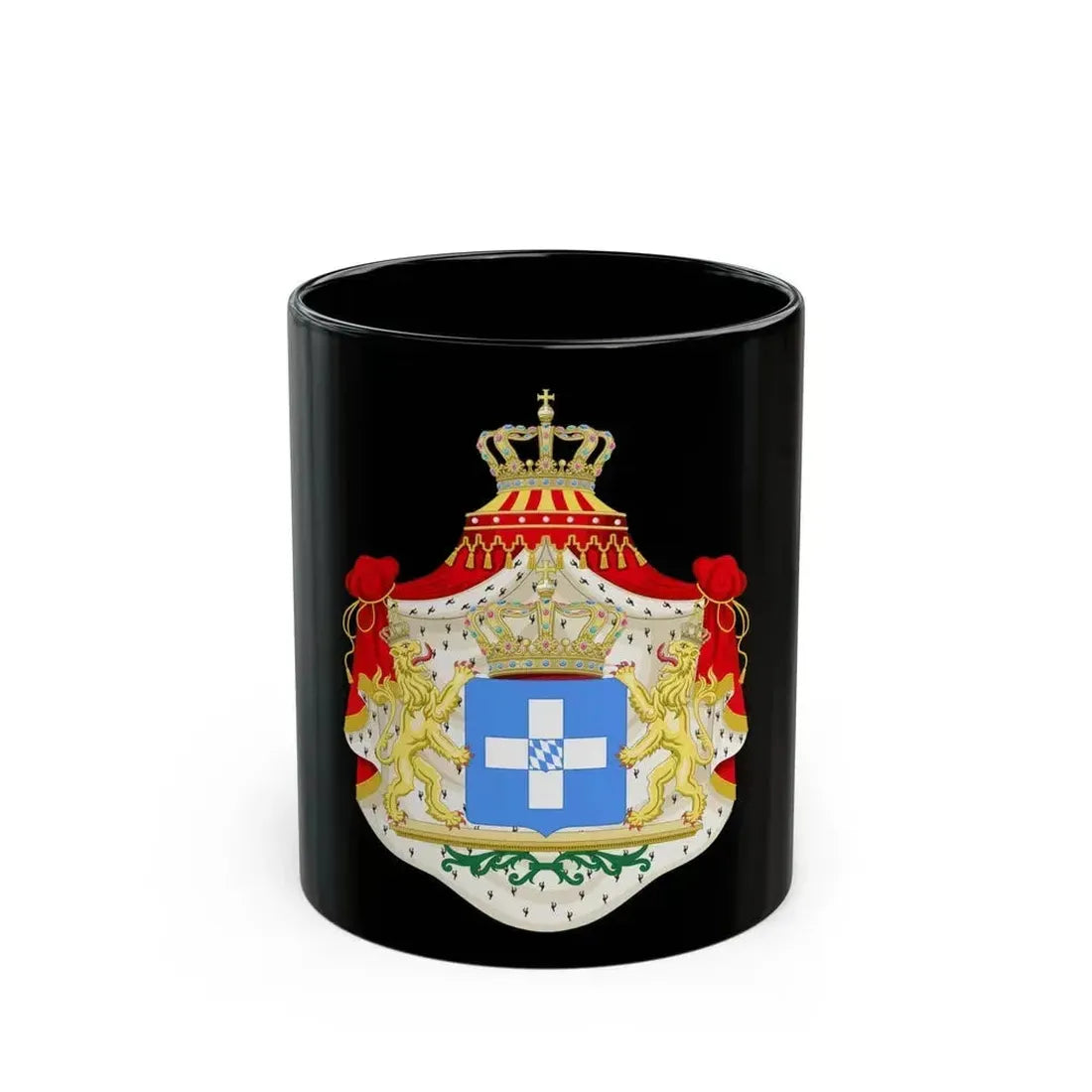 Coat of arms of Greece (Wittelsbach) - Black Coffee Mug 11oz - Go Mug Yourself