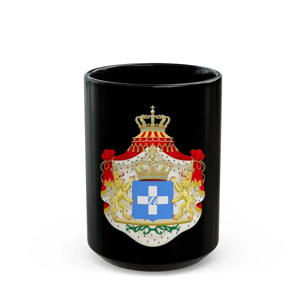 Coat of arms of Greece (Wittelsbach) - Black Coffee Mug 15oz - Go Mug Yourself