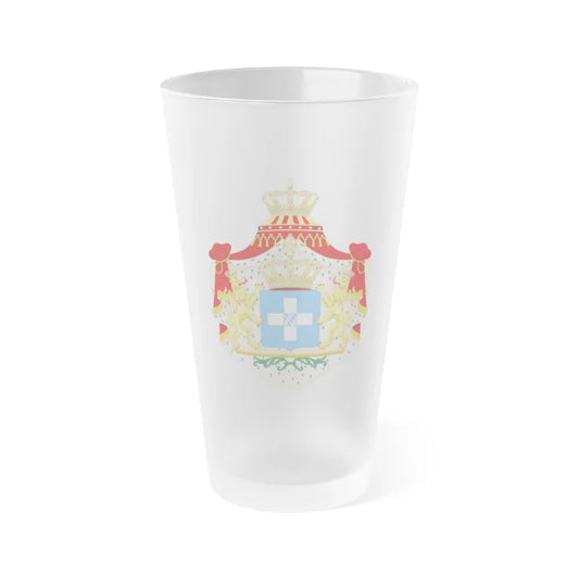 Coat of arms of Greece (Wittelsbach) - Frosted Pint Glass 16oz-Go Mug Yourself