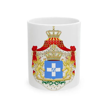 Coat of arms of Greece (Wittelsbach) - White Coffee Mug 11oz - Go Mug Yourself