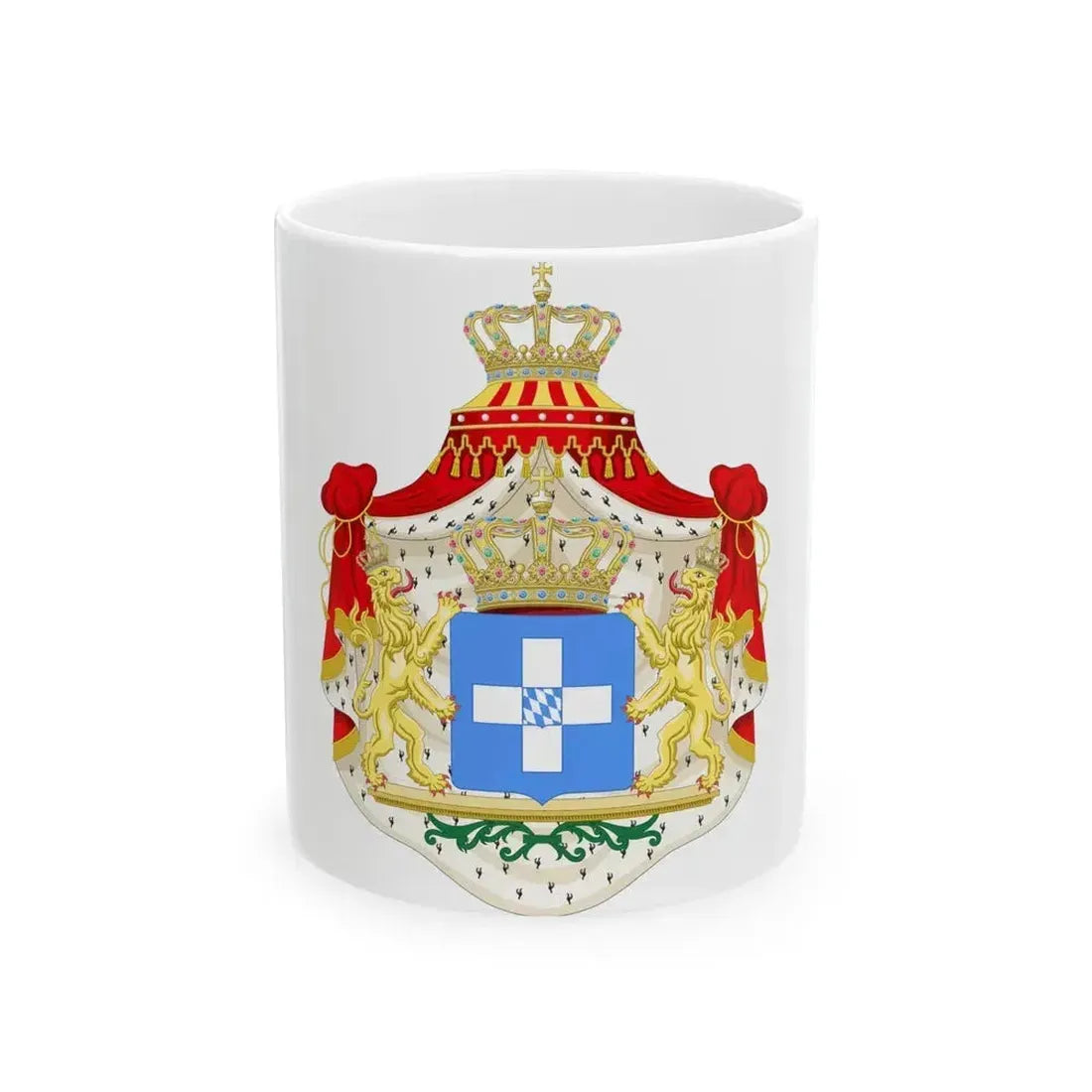 Coat of arms of Greece (Wittelsbach) - White Coffee Mug 11oz - Go Mug Yourself
