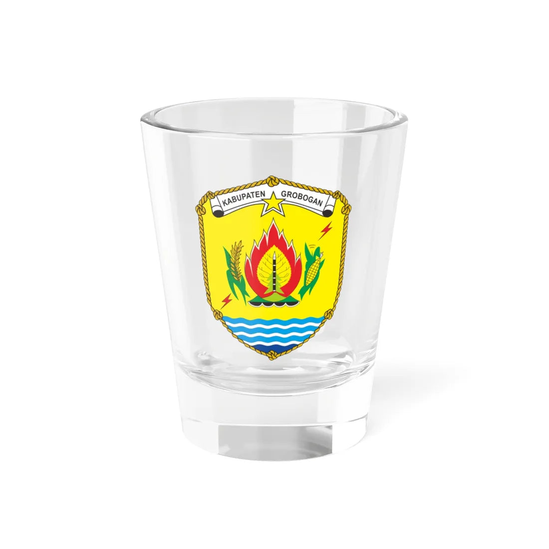 Coat of arms of Grobogan Regency (Indonesia) (Coat of Arms) Shot Glass 1.5oz 1.5oz - Go Mug Yourself