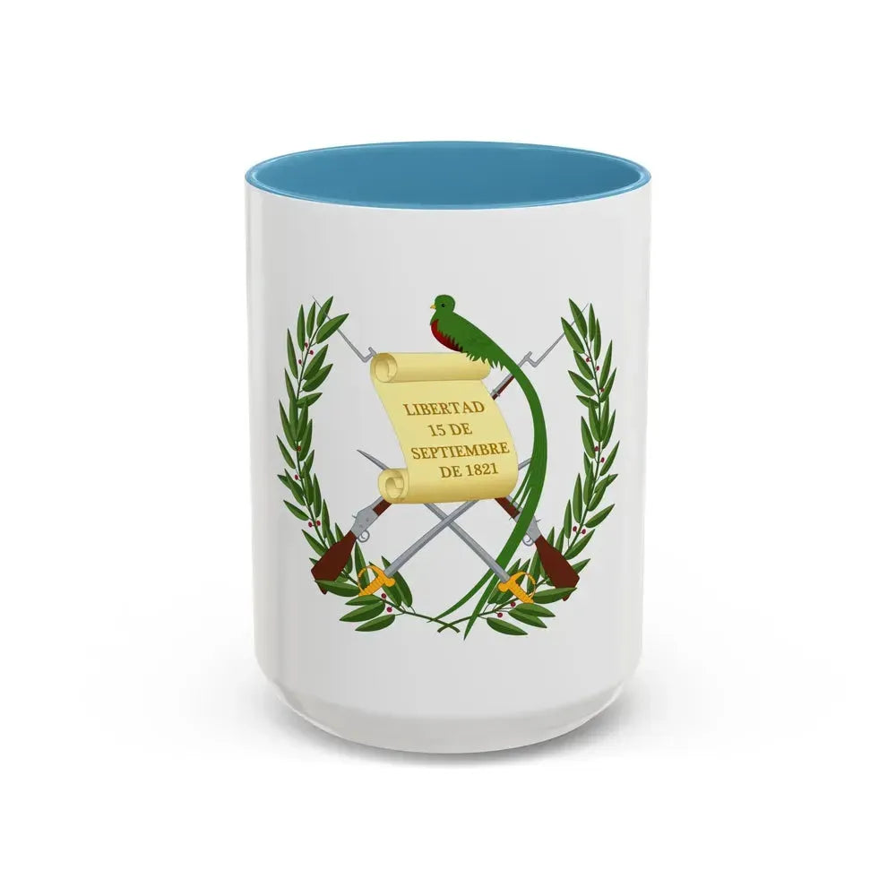 Coat of arms of Guatemala - Accent Coffee Mug 15oz Light Blue - Go Mug Yourself
