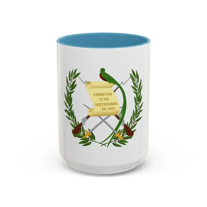 Coat of arms of Guatemala - Accent Coffee Mug 15oz Light Blue - Go Mug Yourself