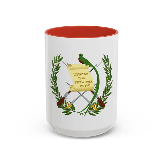 Coat of arms of Guatemala - Accent Coffee Mug 15oz Red - Go Mug Yourself