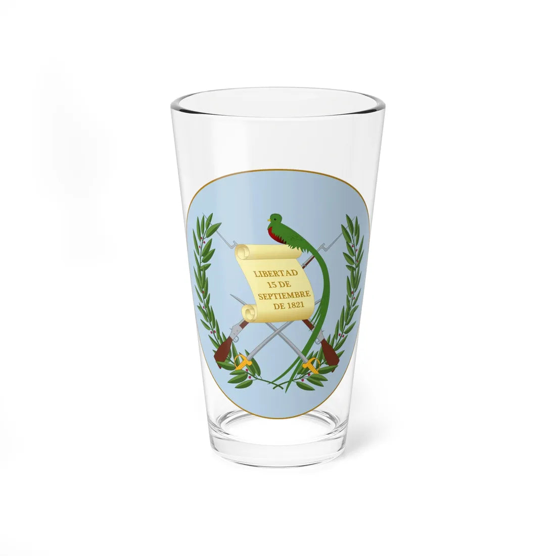 Coat of arms of Guatemala with background (Guatemala) (Coat of Arms) Pint Glass 16oz 16oz - Go Mug Yourself