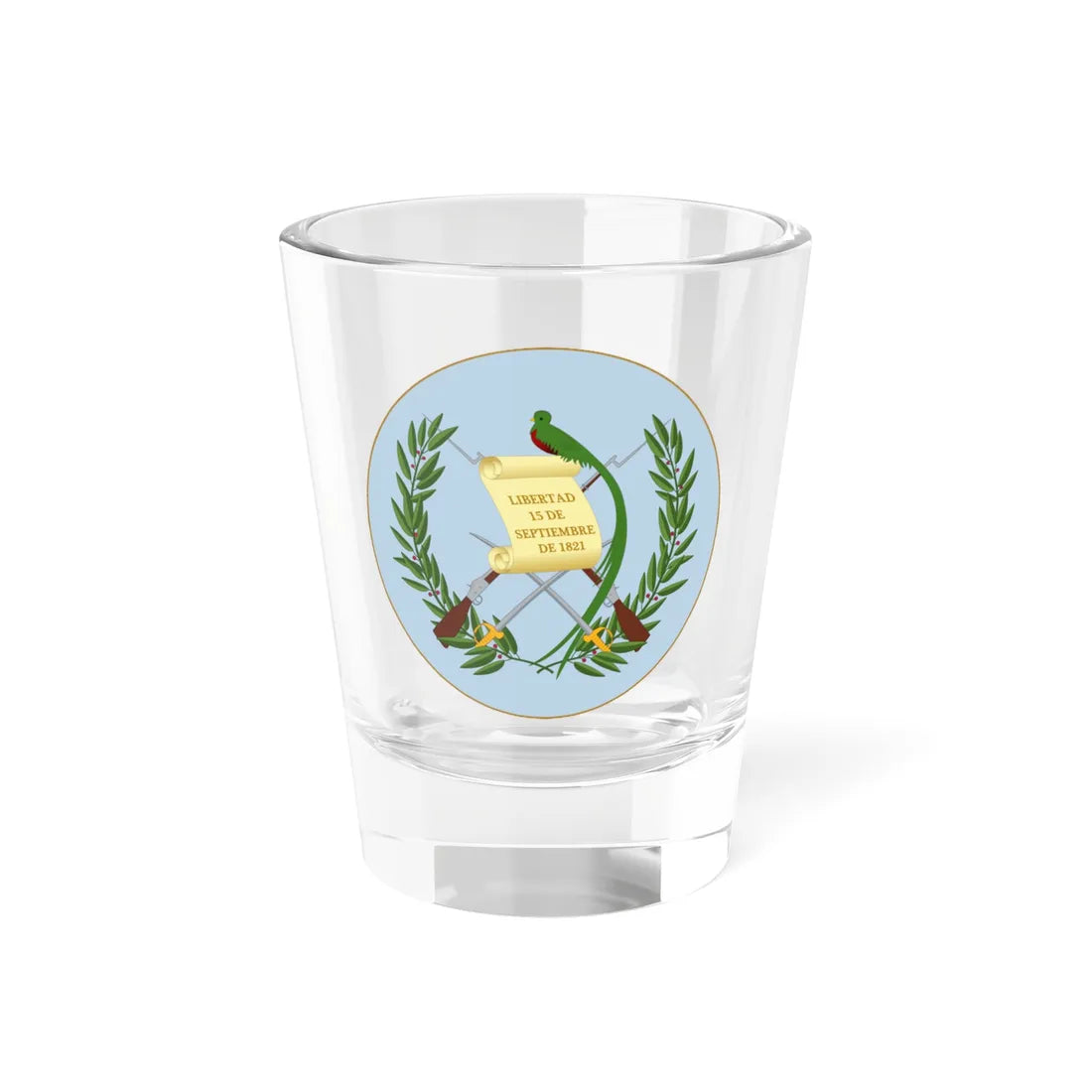 Coat of arms of Guatemala with background (Guatemala) (Coat of Arms) Shot Glass 1.5oz 1.5oz - Go Mug Yourself