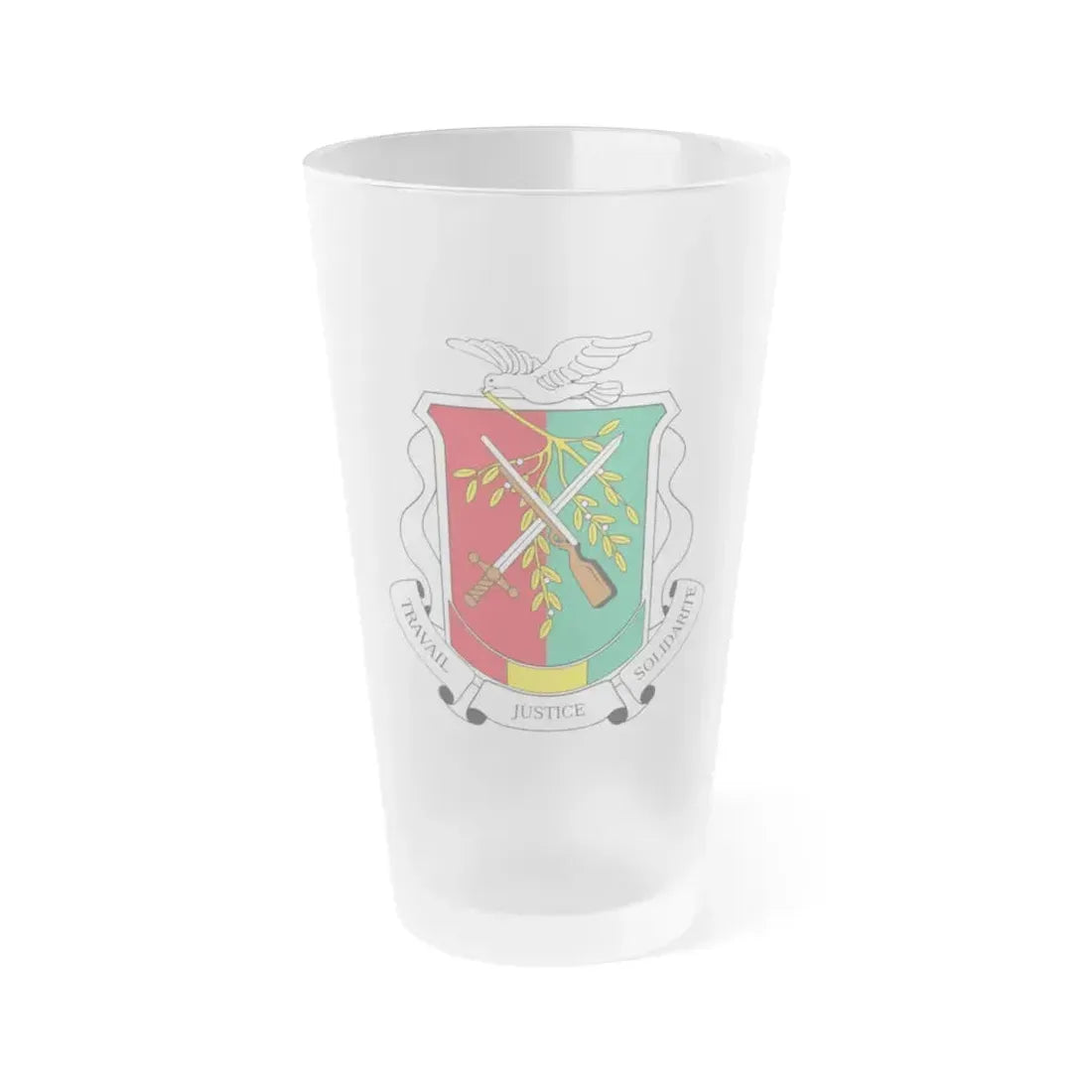 Coat of arms of Guinea 1984-1992 - Frosted Pint Glass 16oz 16oz Frosted - Go Mug Yourself
