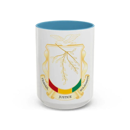Coat of Arms of Guinea - Accent Coffee Mug 15oz Light Blue - Go Mug Yourself