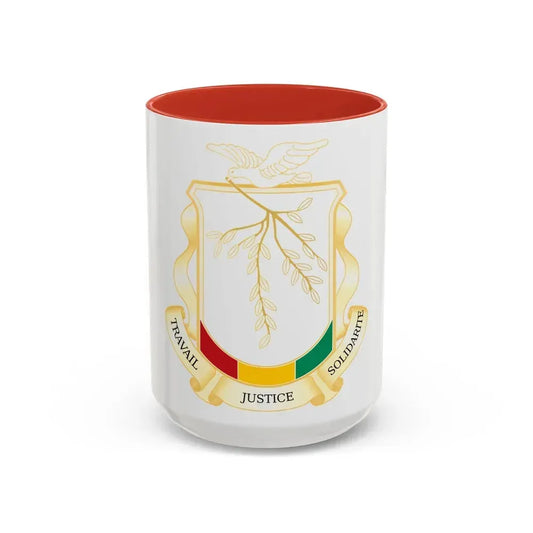 Coat of Arms of Guinea - Accent Coffee Mug 15oz Red - Go Mug Yourself