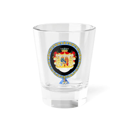 Coat of arms of Gustaf VI Adolf Order of the Elephant Variant (Denmark) (Coat of Arms) Shot Glass 1.5oz 1.5oz - Go Mug Yourself