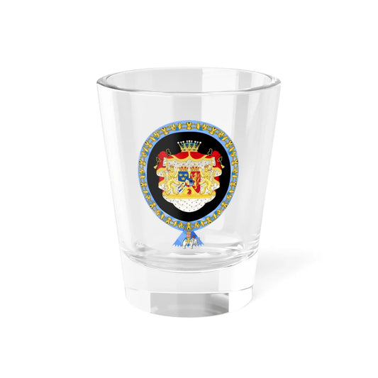 Coat of arms of Gustaf VI Adolf Order of the Elephant Variant (Denmark) (Coat of Arms) Shot Glass 1.5oz 1.5oz - Go Mug Yourself