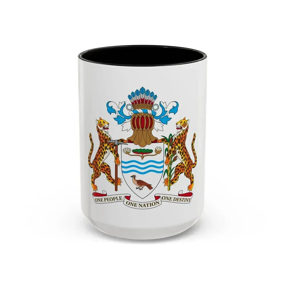 Coat of arms of Guyana - Accent Coffee Mug 15oz Black - Go Mug Yourself