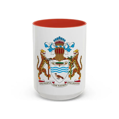 Coat of arms of Guyana - Accent Coffee Mug 15oz Red - Go Mug Yourself