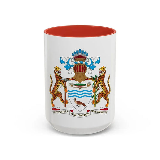 Coat of arms of Guyana - Accent Coffee Mug 15oz Red - Go Mug Yourself