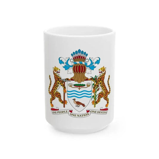 Coat of arms of Guyana - White Coffee Mug 15oz - Go Mug Yourself