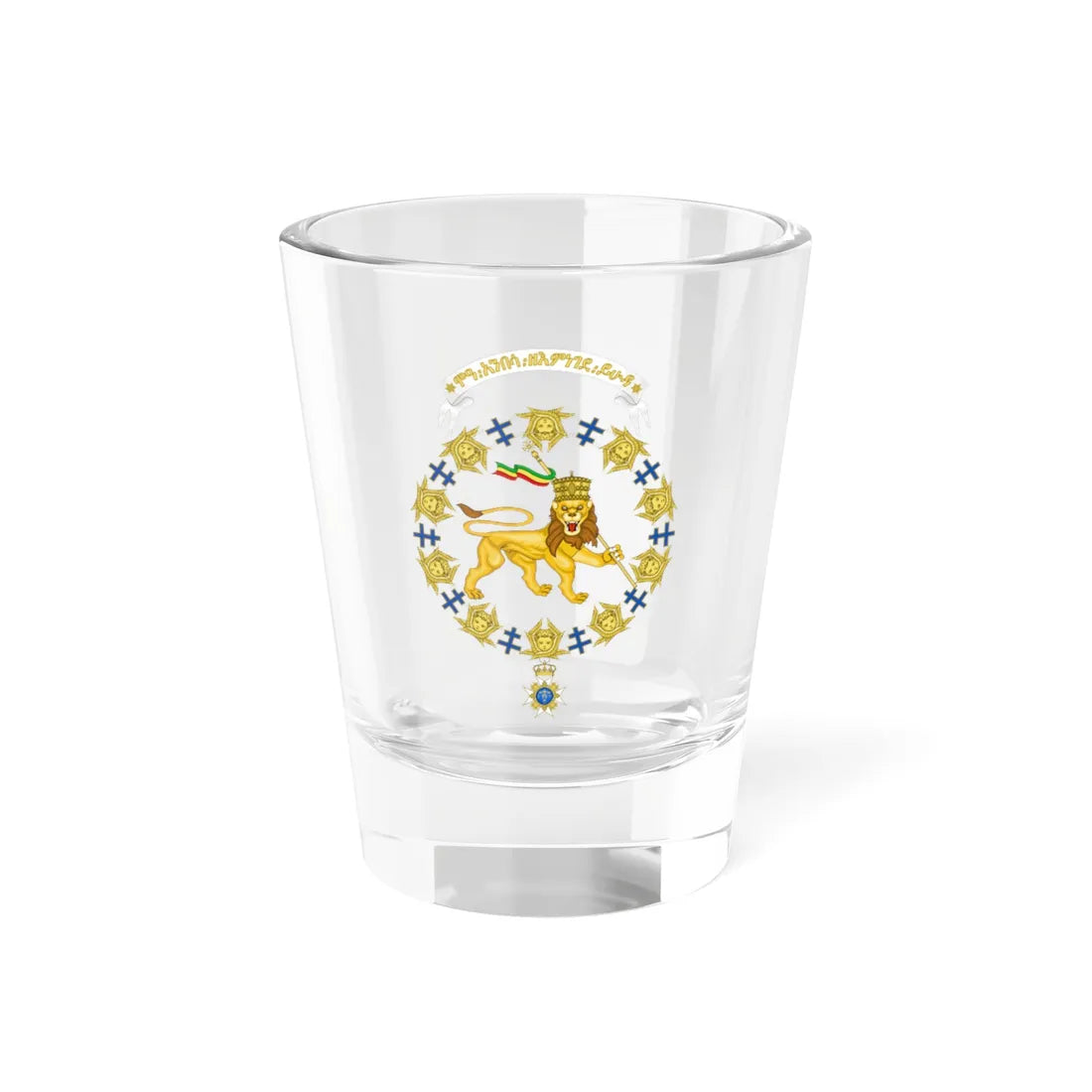Coat of Arms of Haile Selassie Order of the Seaphim (Sweden) (Coat of Arms) Shot Glass 1.5oz 1.5oz - Go Mug Yourself