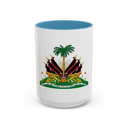 Coat of arms of Haiti (1964-1986) - Accent Coffee Mug 15oz Light Blue - Go Mug Yourself