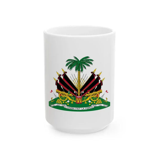Coat of arms of Haiti (1964-1986) - White Coffee Mug 15oz - Go Mug Yourself