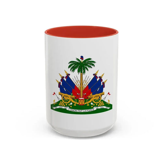 Coat of arms of Haiti - Accent Coffee Mug 15oz Red - Go Mug Yourself